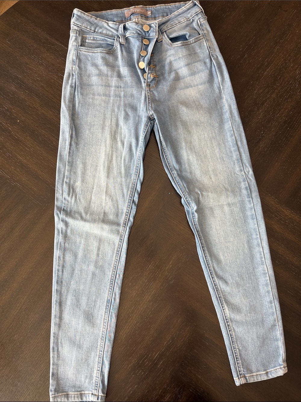 Just USA Light Blue Skinny High-Rise Button-Fly Jeans